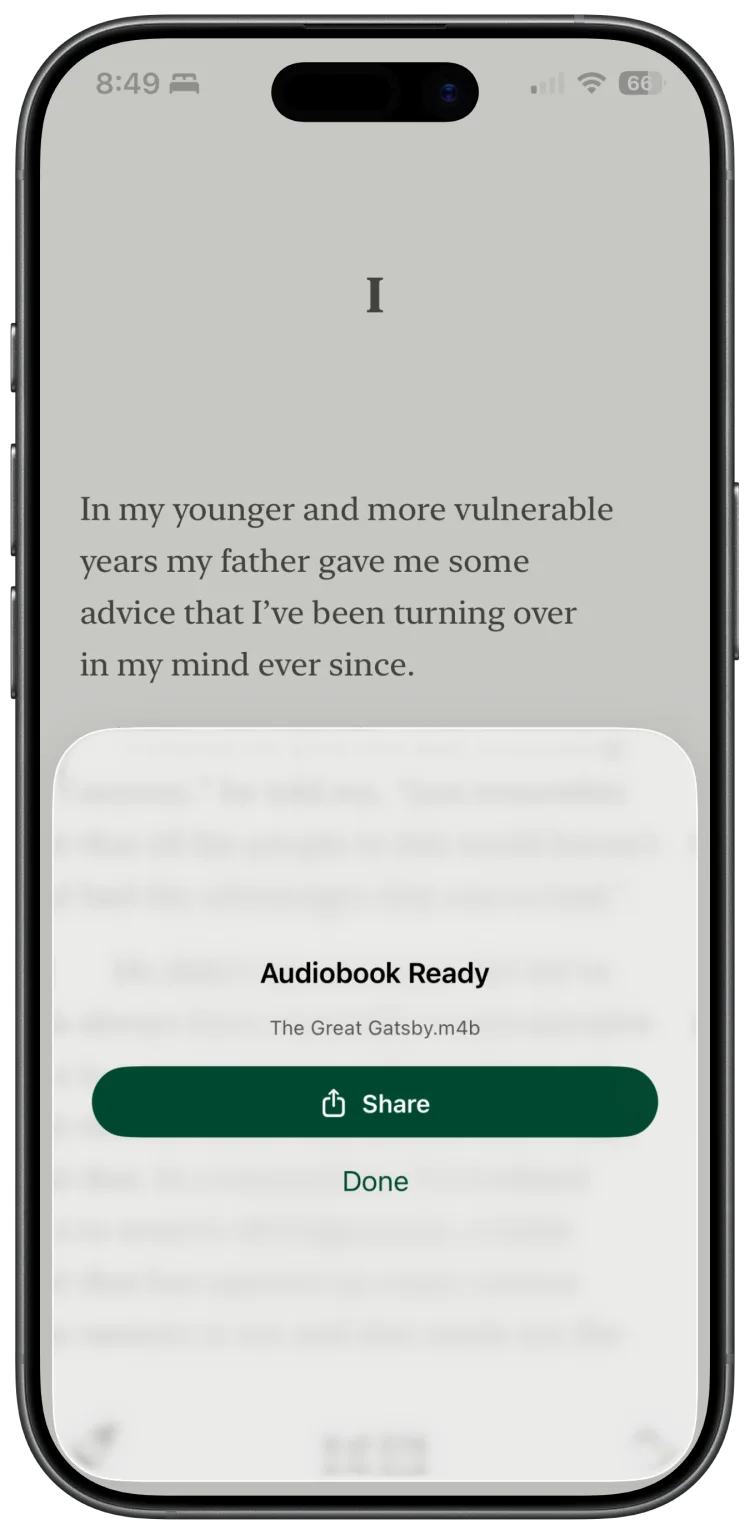 Audiobook export on iPhone