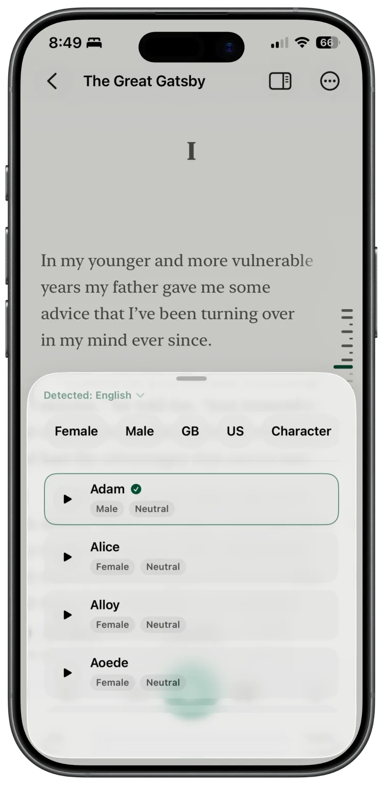 Voice picker on iPhone