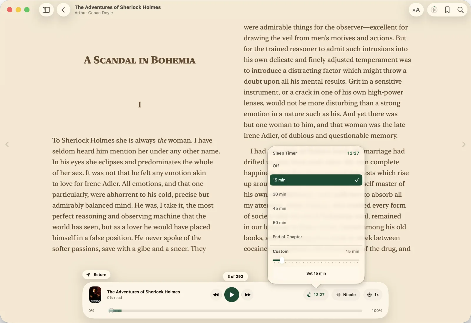 Sleep timer controls over the reader